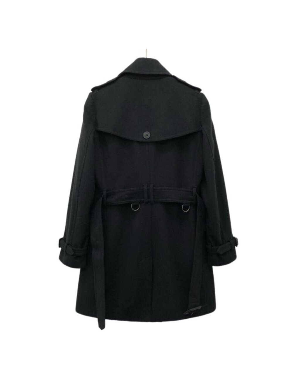Burberry Black Wool Double-Breasted Belted Coat - Picture 2 of 7
